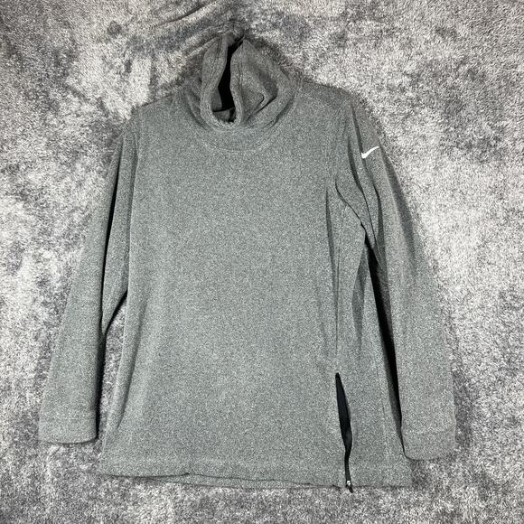 Nike Dri-FIT Pullover Womens Medium Gray Therma Fleece Sweatshirt Tunic Training - Picture 1 of 9